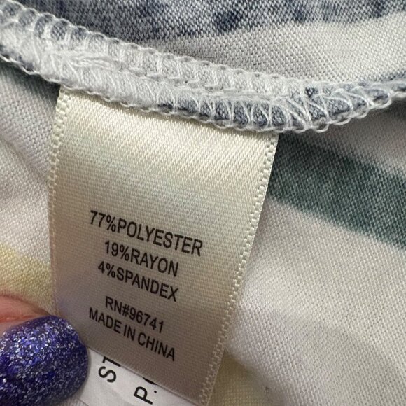 Multicolor Striped Short Sleeve Button Front Tie Hem Blouse Womens Size 2X - Picture 6 of 10